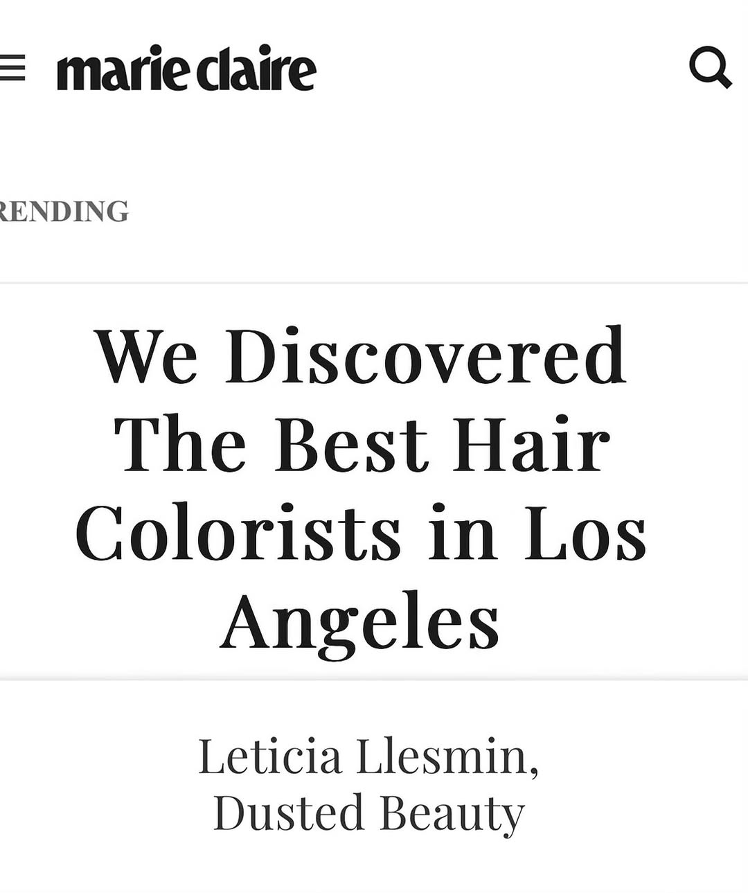 Featured in Marie Claire: Best Hair Colorists in Los Angeles