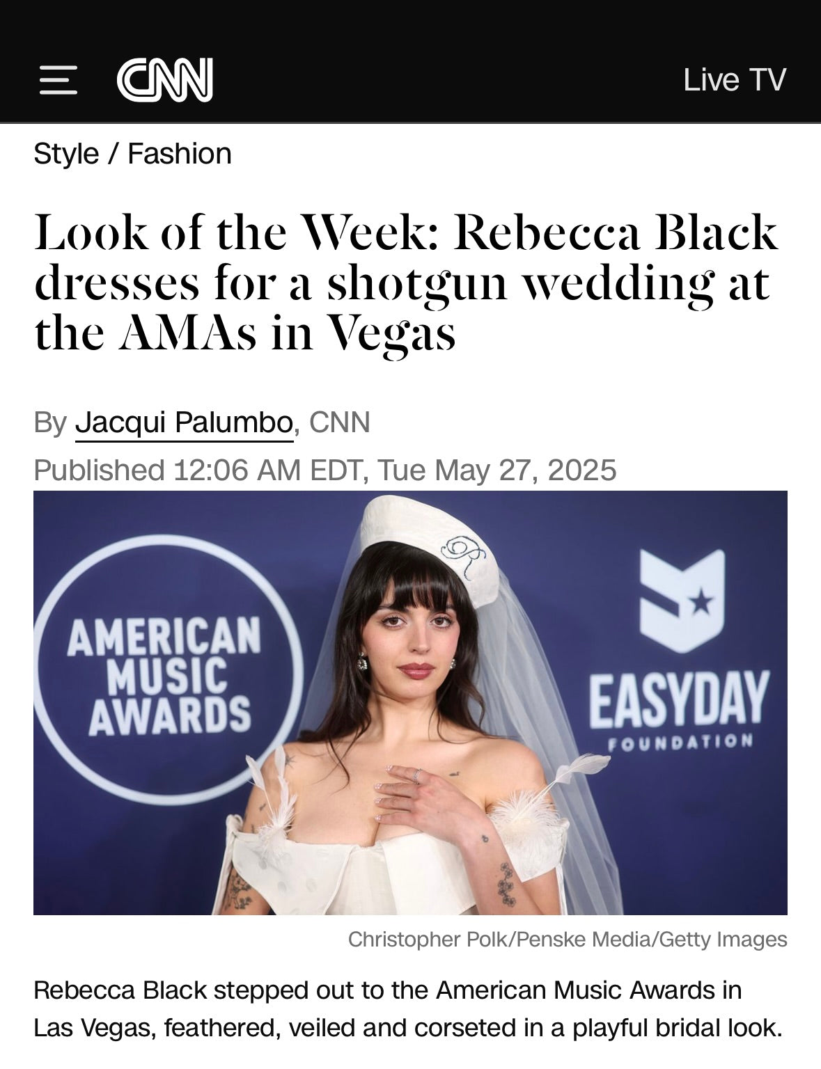 Look of the Week - Rebecca Black for the American Music Awards