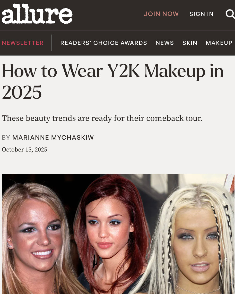 Y2K inspired makeup look featured in Allure beauty editorial